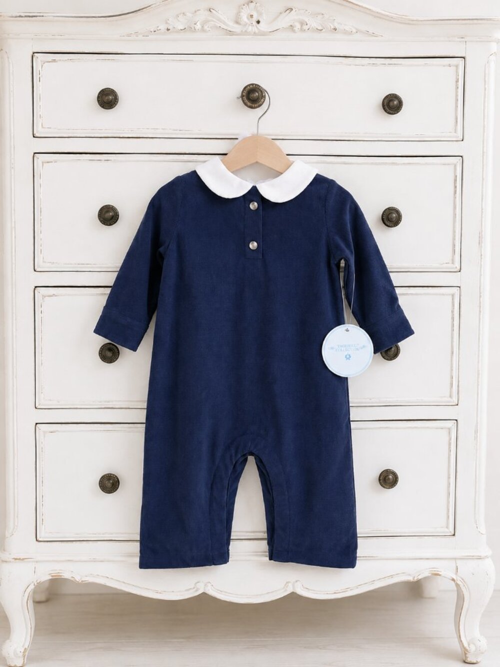 NWT Edgehill Collection Boy's Corduroy One-Piece Long Sleeve Romper in Navy